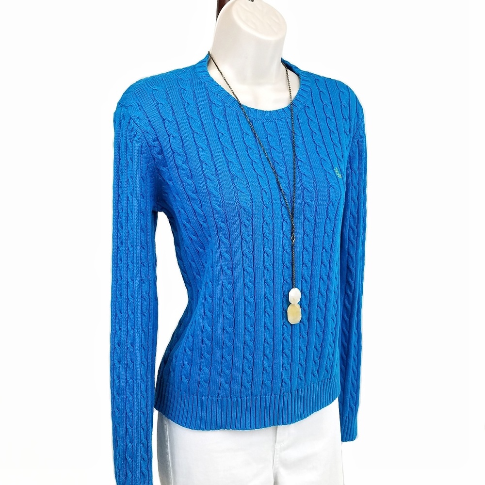 Ralph Lauren sweater cable knit blue M